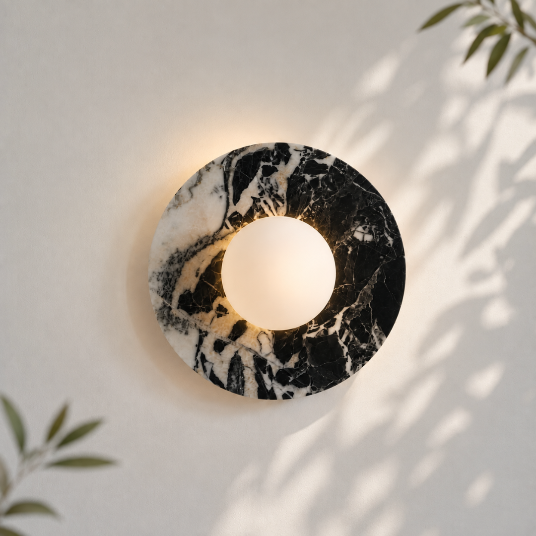 Halo Nero Marquina Marble Wall Sconces