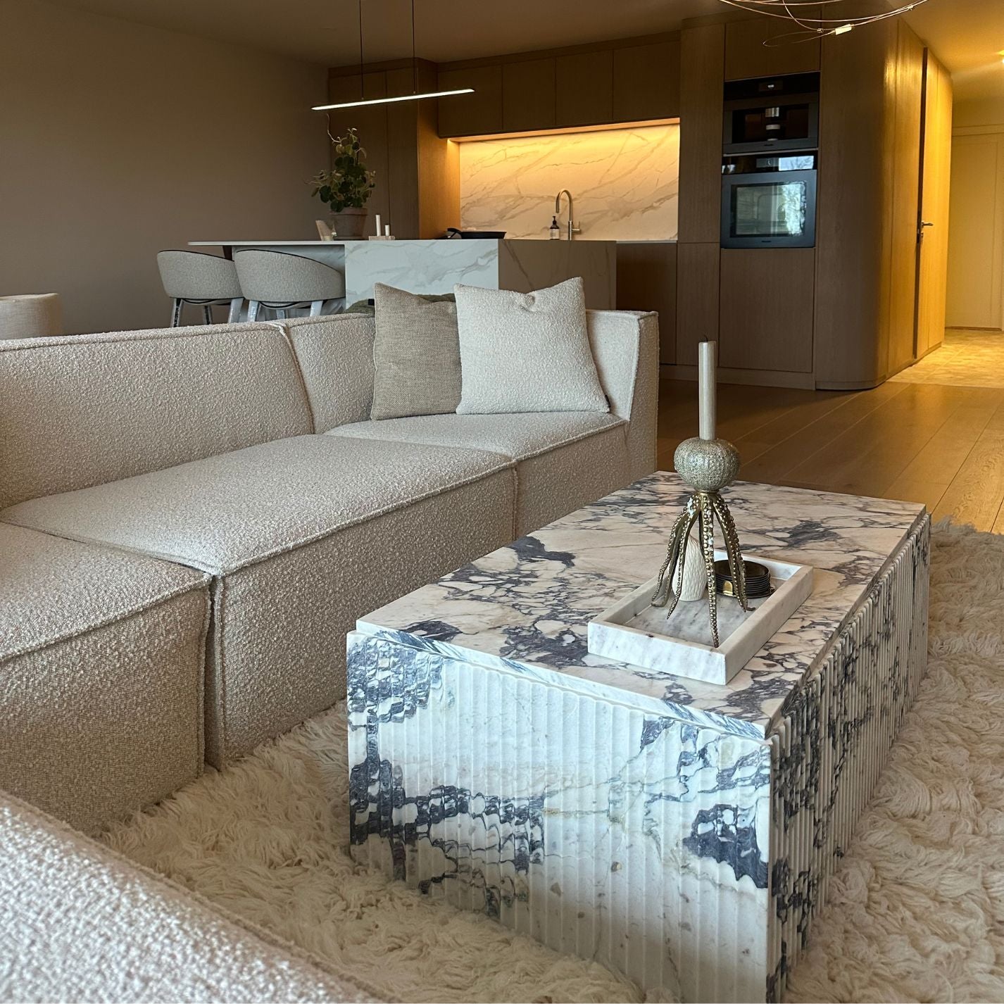 Calacatta Viola Flute Marble Coffee Table