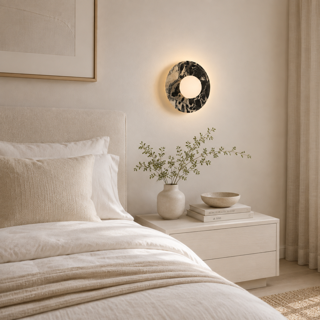 Halo Nero Marquina Marble Wall Sconces