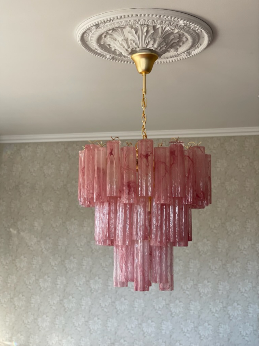Pink Alabaster Luce 3-layer Chandelier