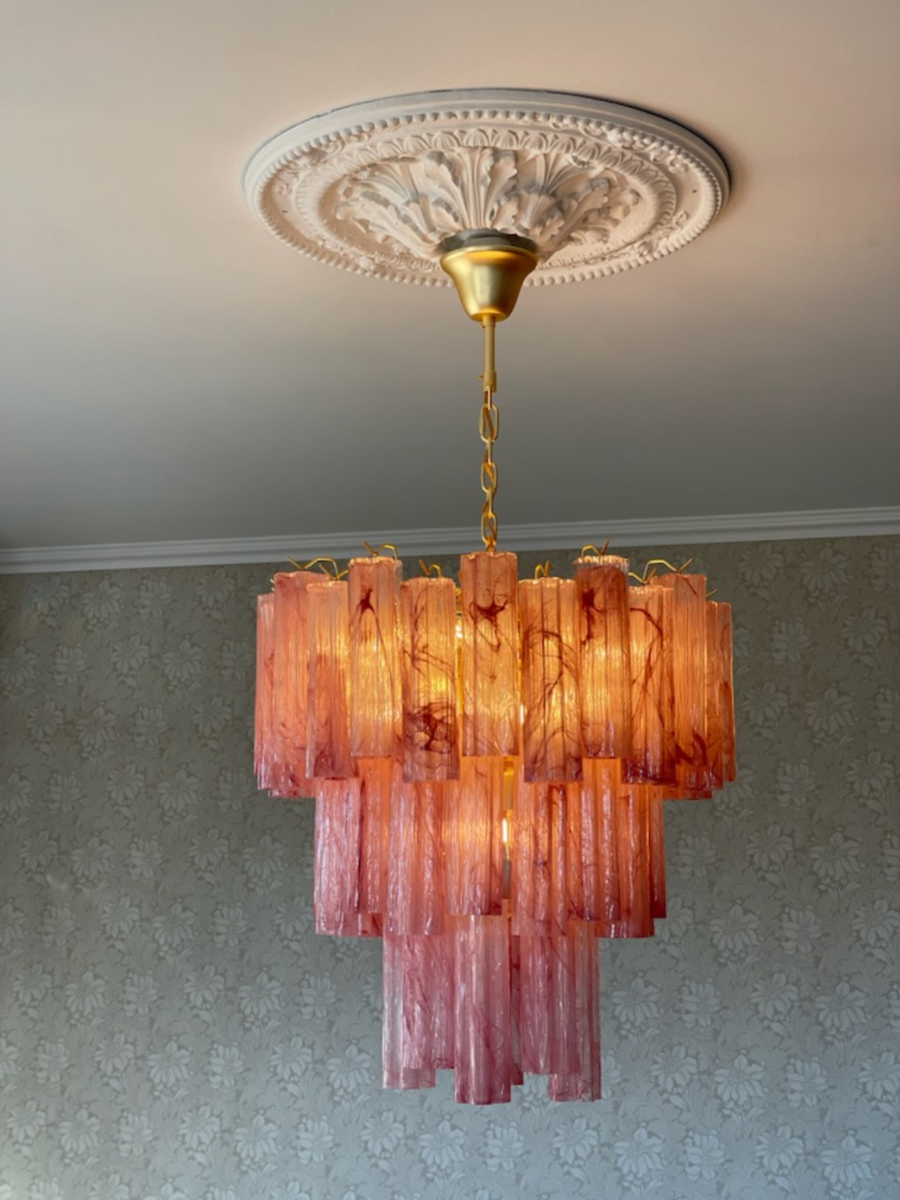 Pink Alabaster Luce 3-layer Chandelier
