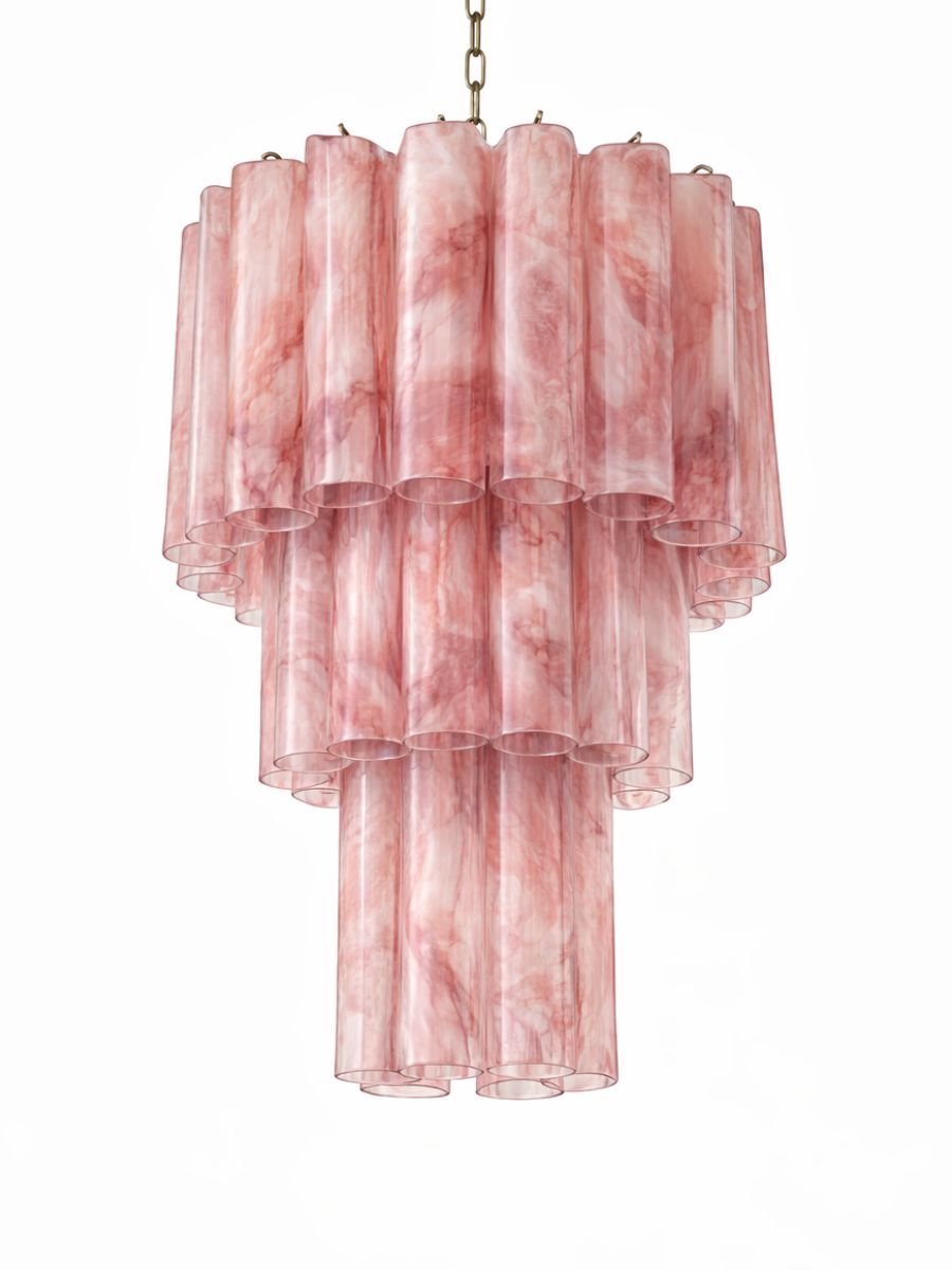 Pink Alabaster Luce 3-layer Chandelier