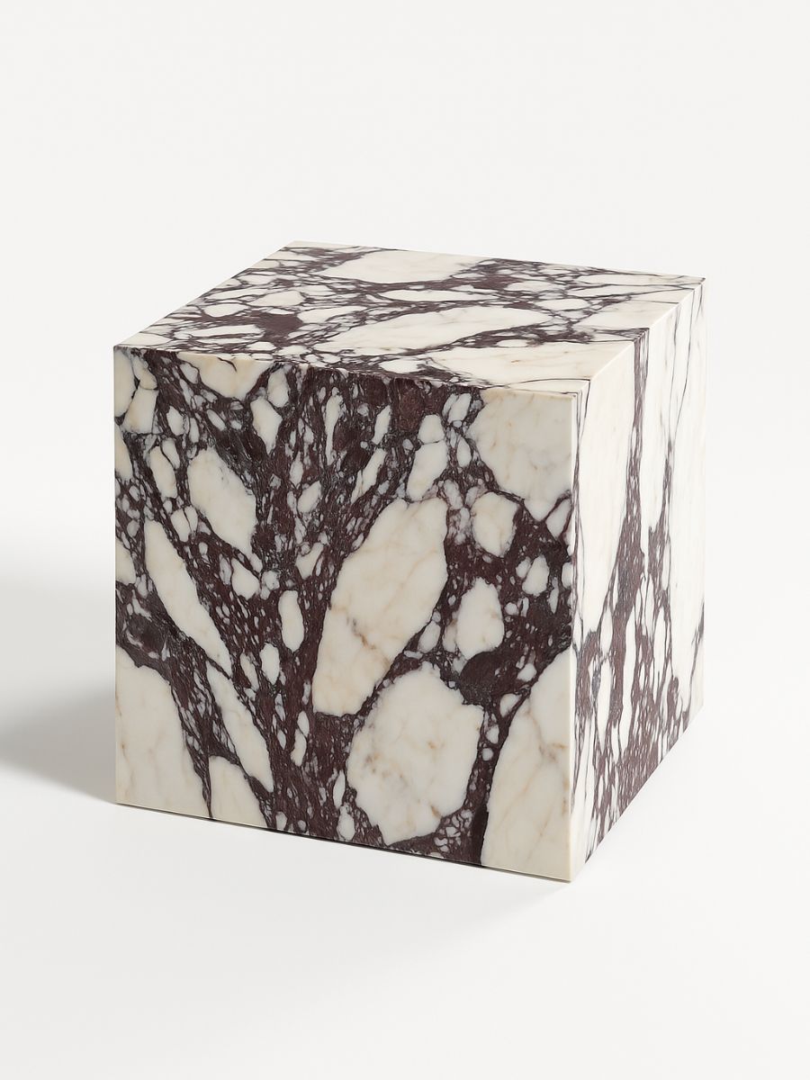 Calacatta Amarante Plinth Cube Sidetable