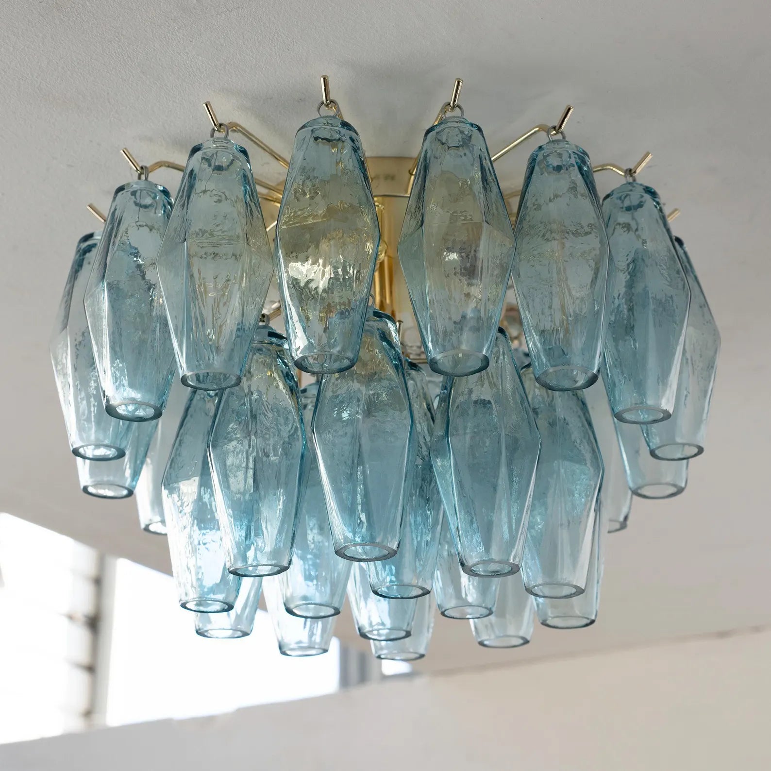 Polyhedron Murano Ceiling Light – Blue Glass