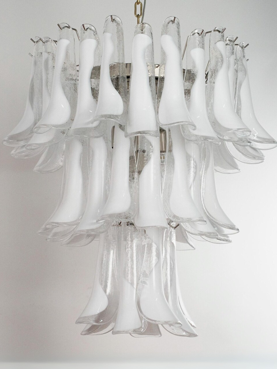 Murano Clear/White Petali Chandelier Ø75