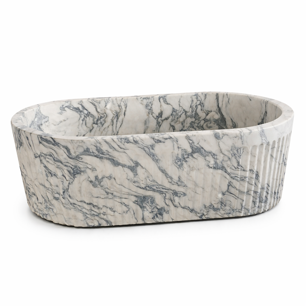 Arabescato Olivia Marble Flute Bathtub