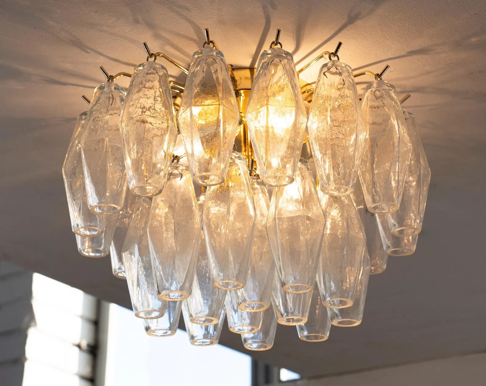 Polyhedron Murano Ceiling Light – Clear Glass