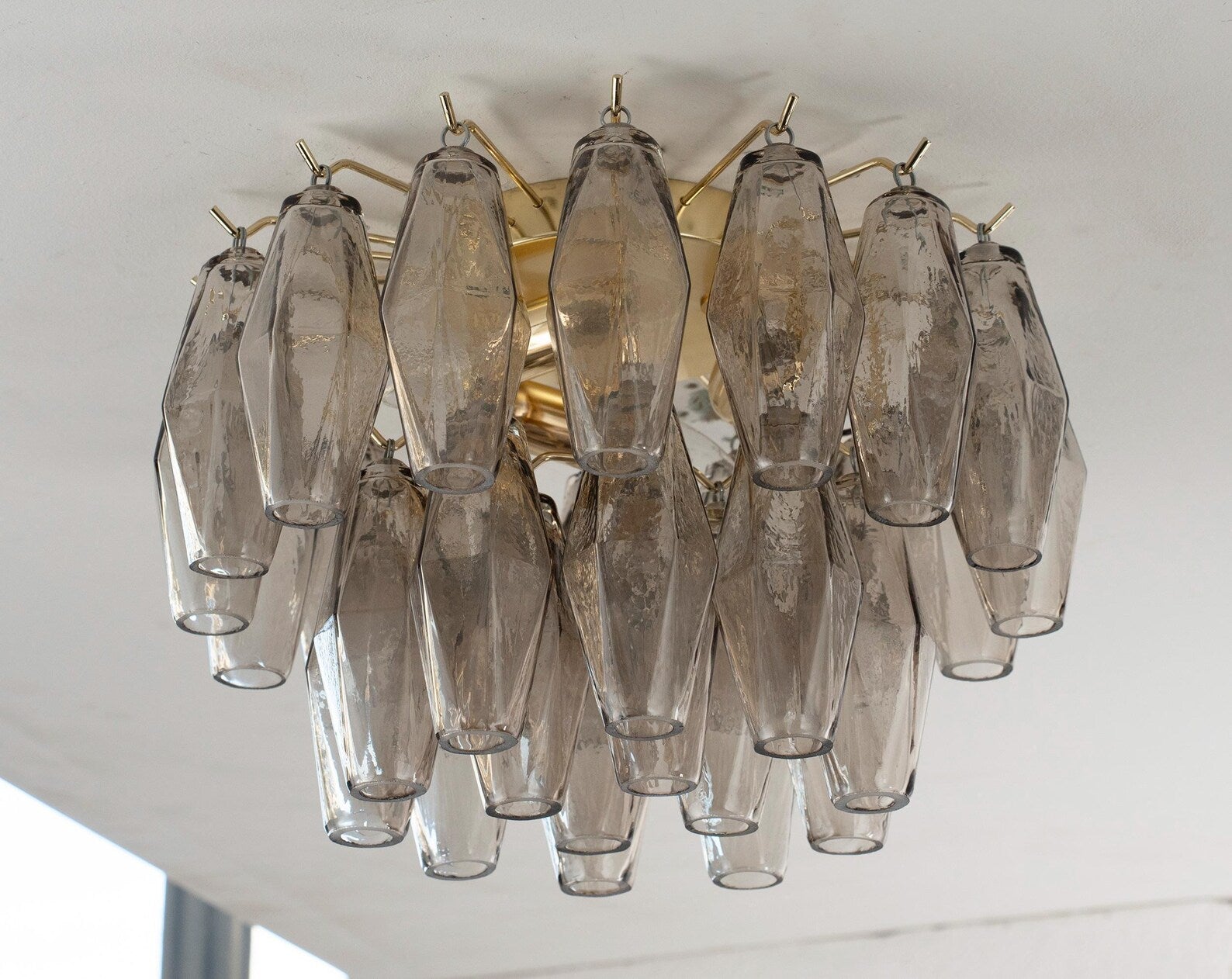Polyhedron Murano Ceiling Light – Smoky Glass
