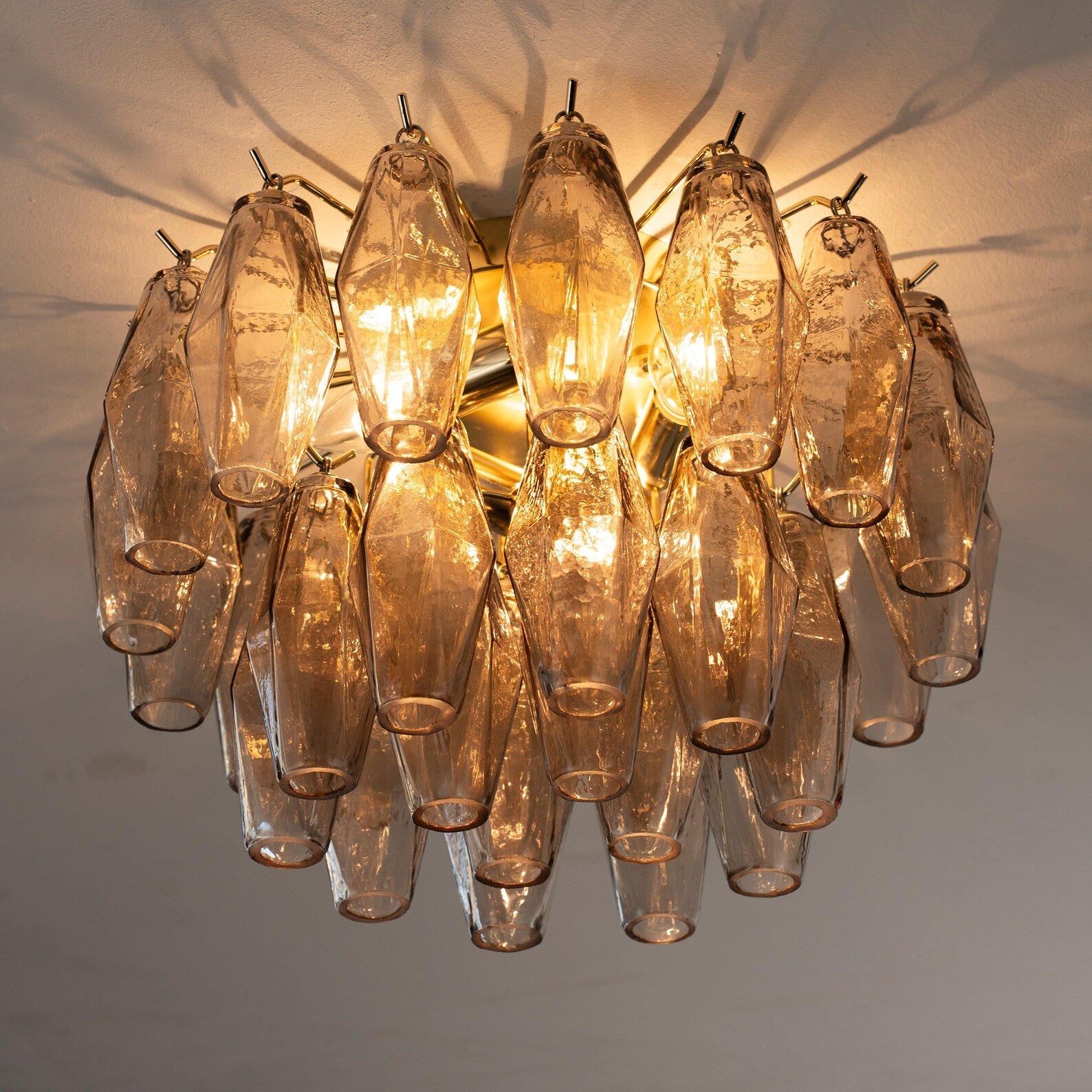 Polyhedron Murano Ceiling Light – Smoky Glass