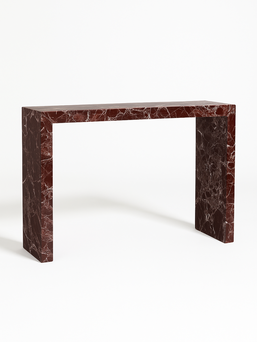 Rosso Levanto Minimalist Marble Consoletable