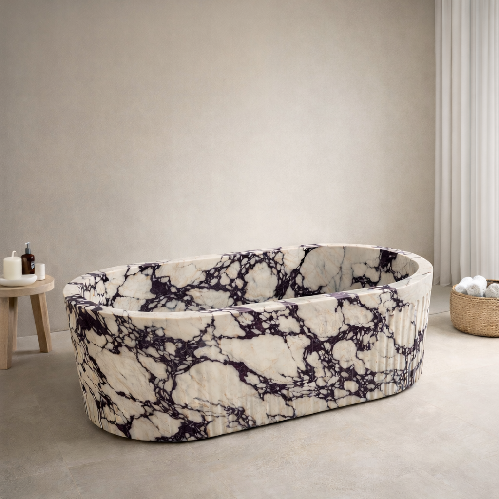 Calacatta Viola Olivia Marble Flute Bathtub