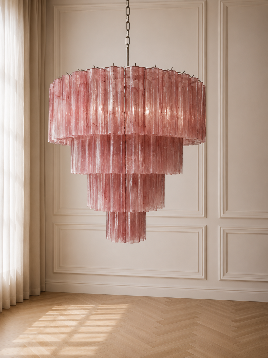 Pink Alabaster Luce 4-layer Chandelier