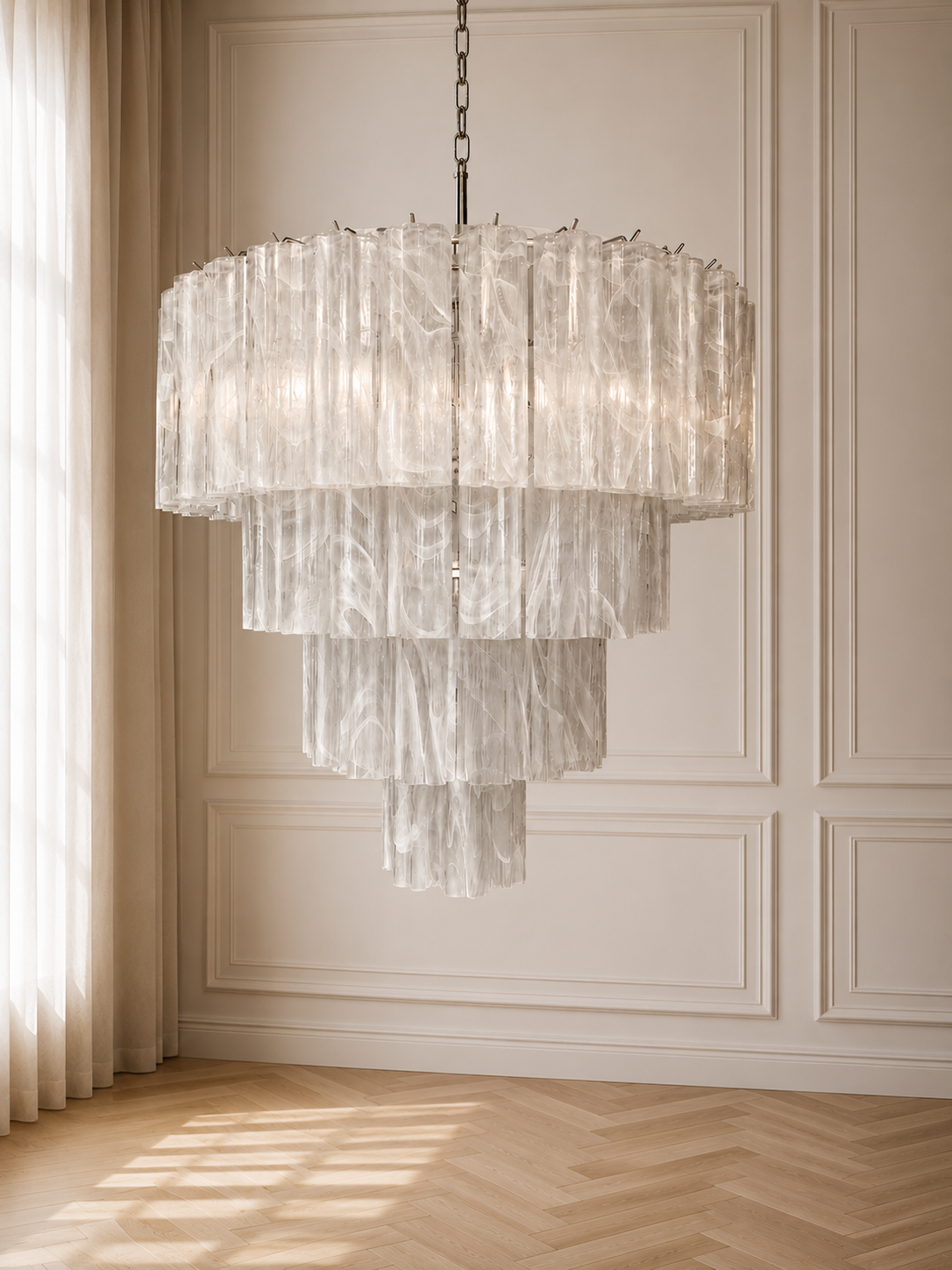 White Alabaster Luce 4-layer Chandelier