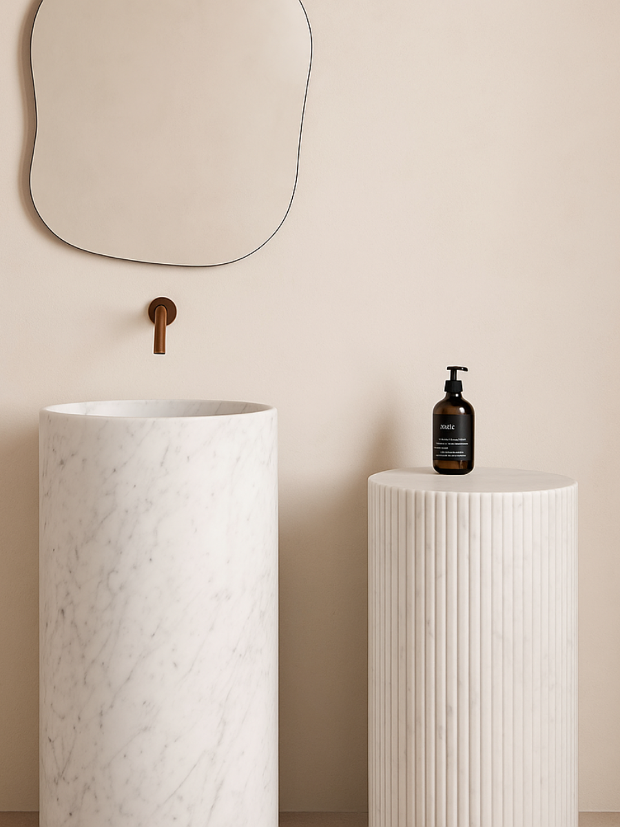 Flute Marble Sidetable