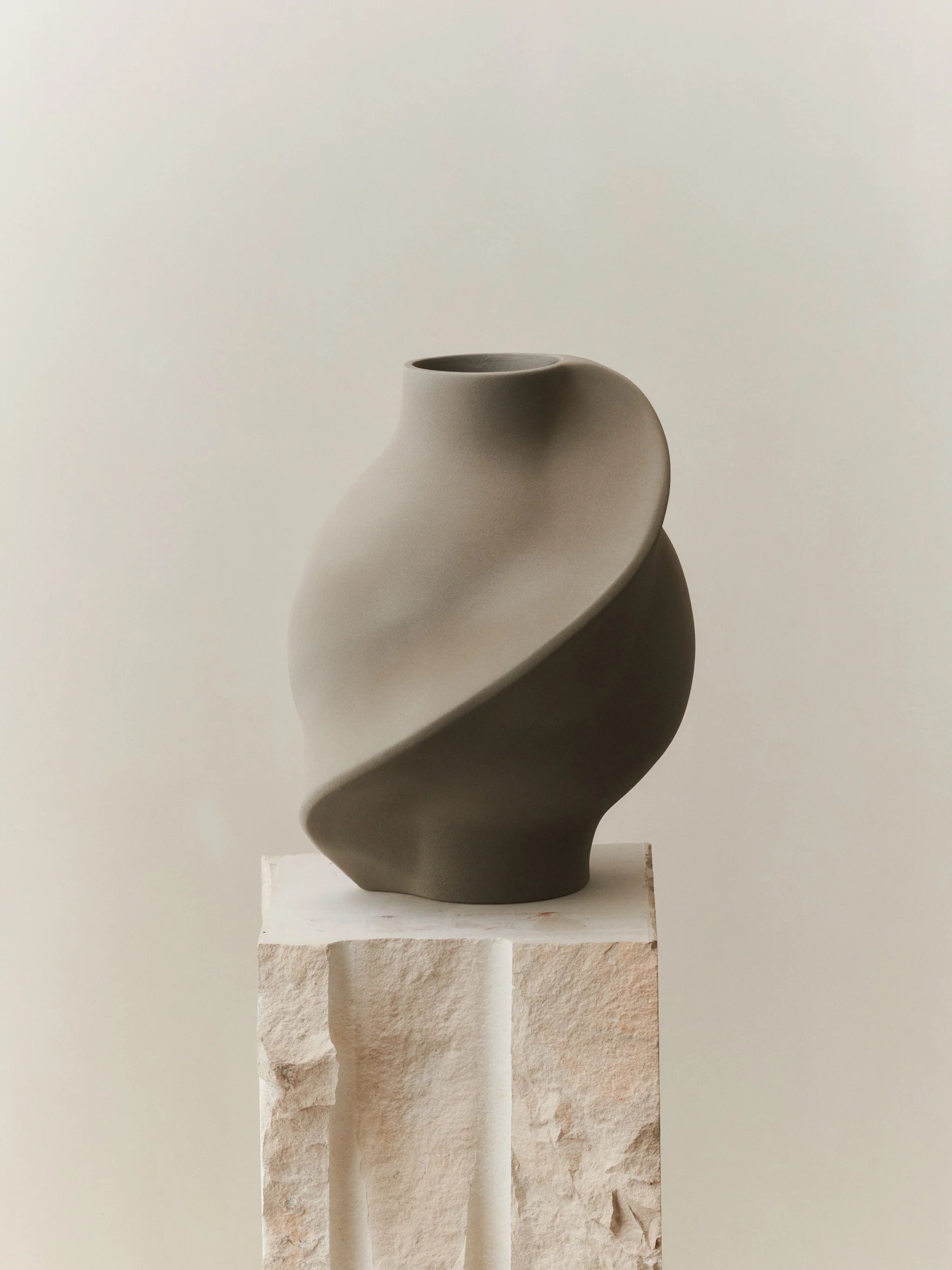 Ceramic Pirout Vase 02 42cm Sanded Grey