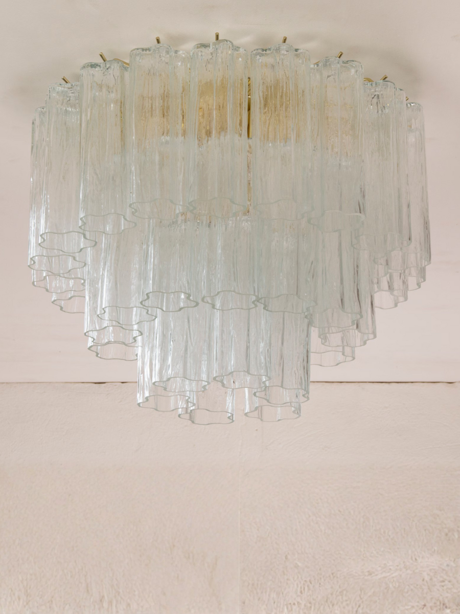 Murano Clear Tronchi Flush Chandelier Ø50