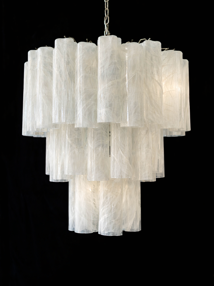 White Alabaster Luce 3-layer Chandelier