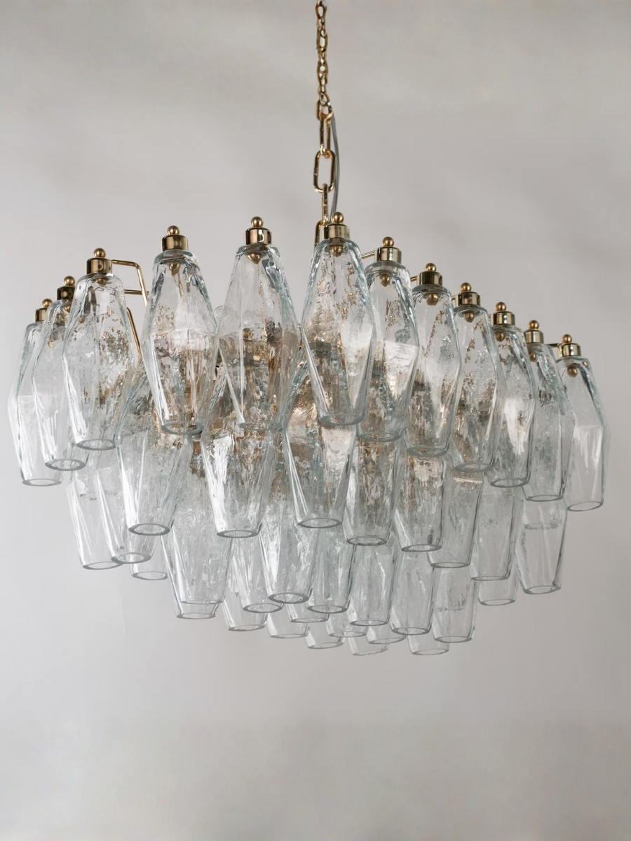 Murano Clear Poliedri Chandelier 50 cm