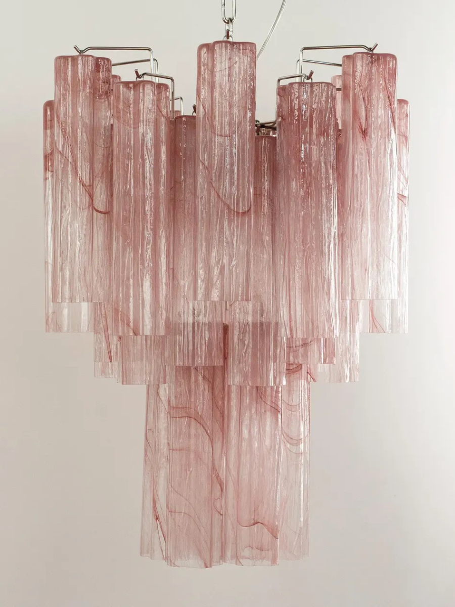 Murano Pink Alabaster Tronchi Chandelier Ø36 - 15 Tubes