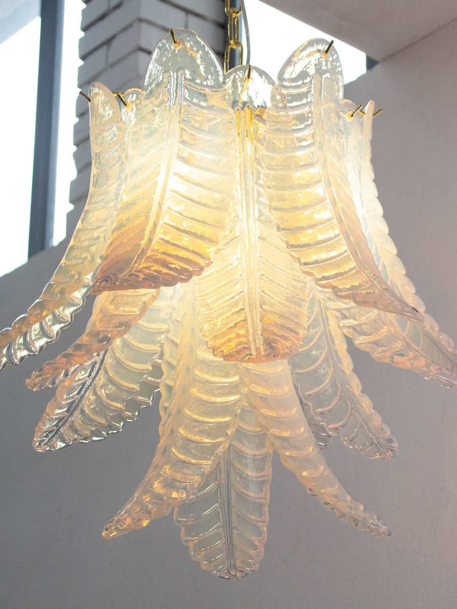Murano Foglie Chandelier Ø50 Opal
