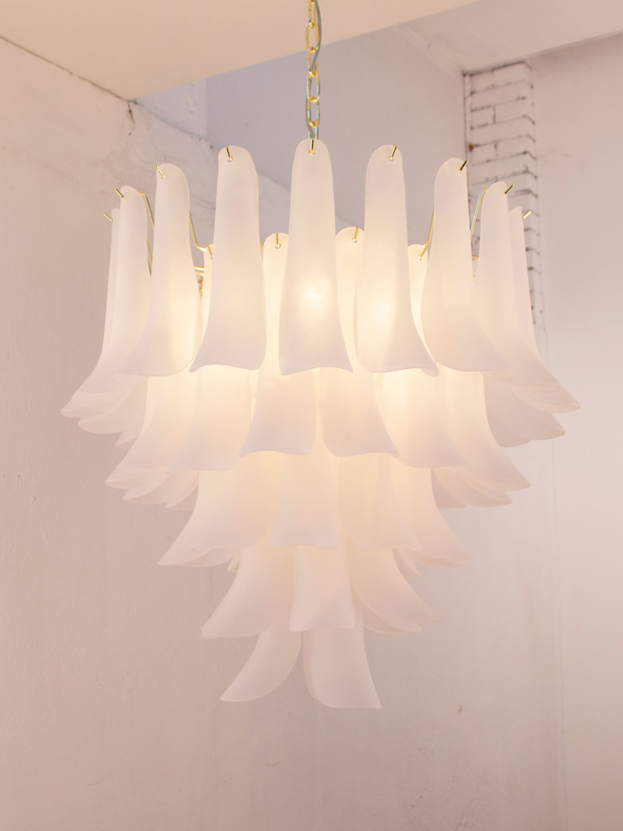 Murano Petali Chandelier Ø70 – Frosted White
