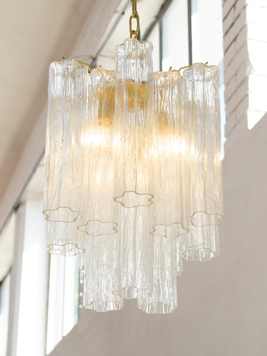 Murano Clear Tronchi Chandelier Ø36 - 15 Tubes