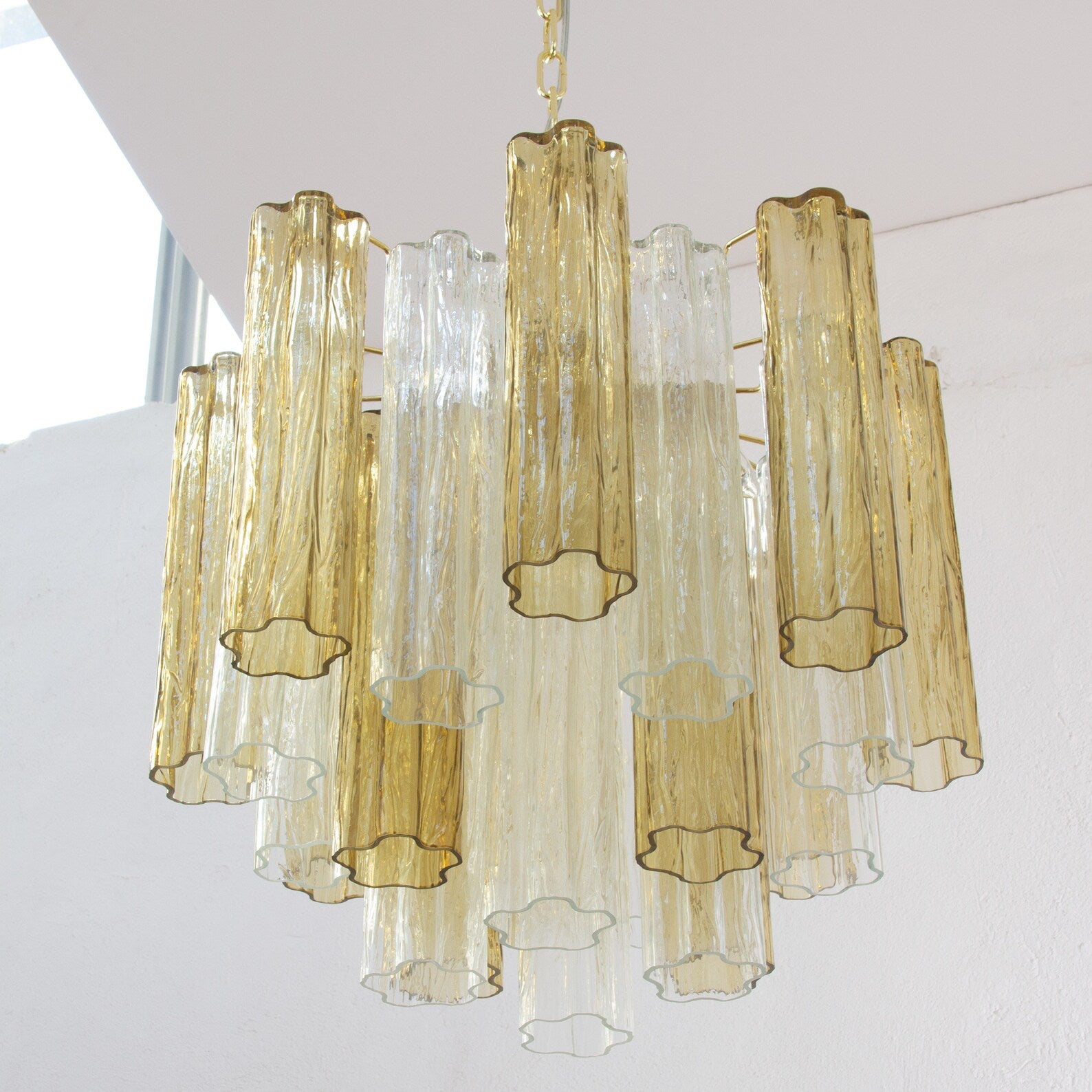 Murano Crystal and Smoke Tronchi Chandelier Ø53 - 24 Tubes