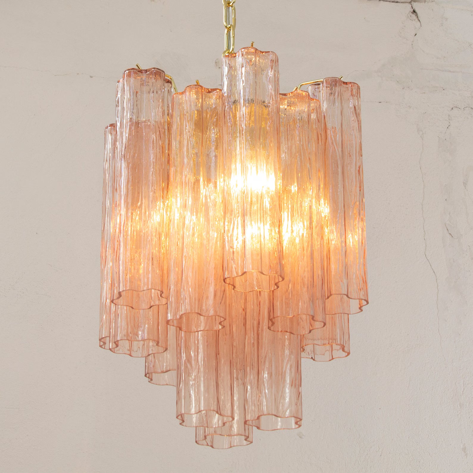 Murano Cipria Pink Tronchi Chandelier Ø36 - 15 Tubes
