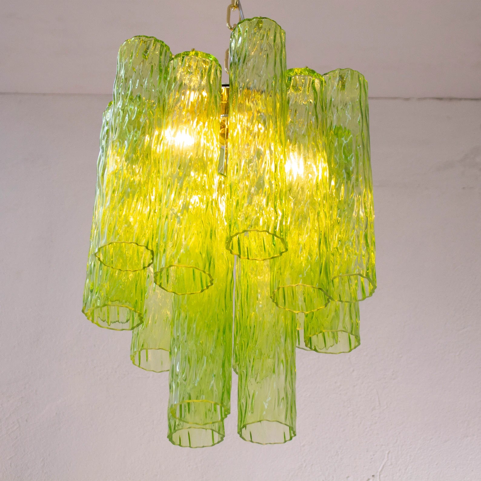 Murano Apple Green Tubes Chandelier Ø40