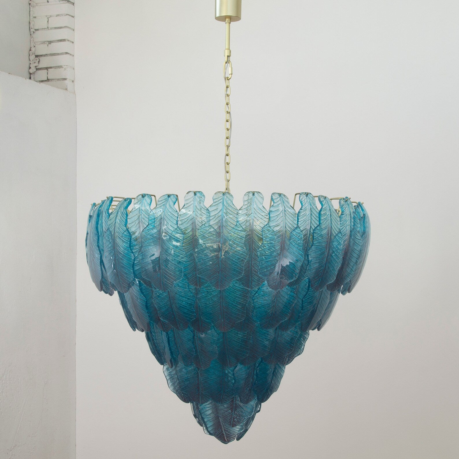 Murano Leaves Chandelier Ø105 – Aqua Glass