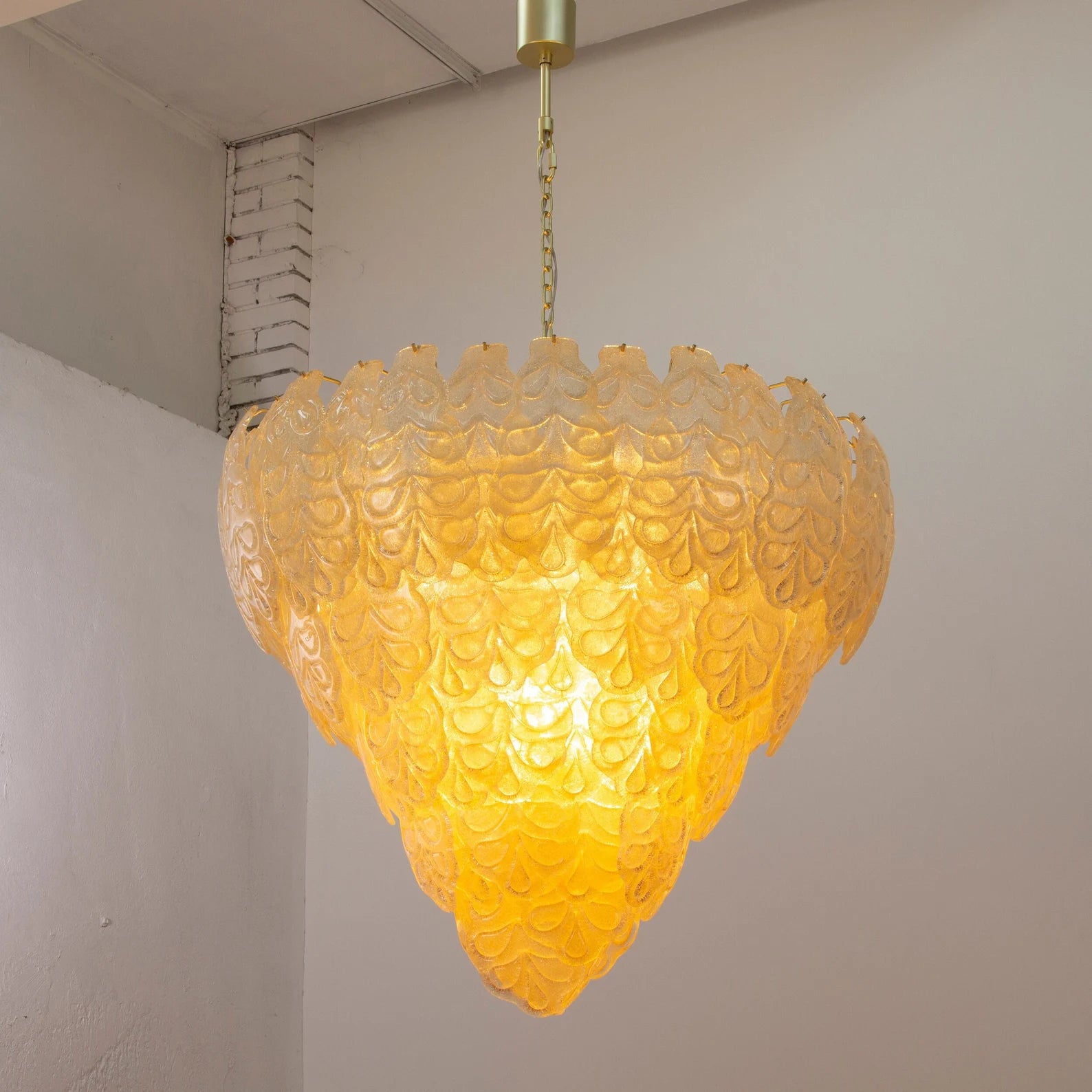 Murano Leaves Chandelier Ø105 – Amber Glass