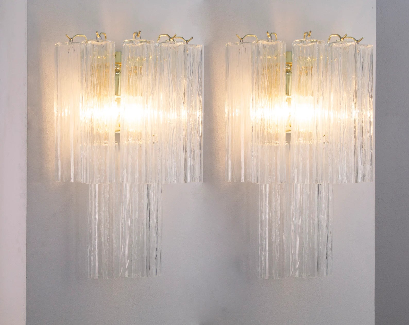 Murano Clear Tronchi Wall Light Set of 2