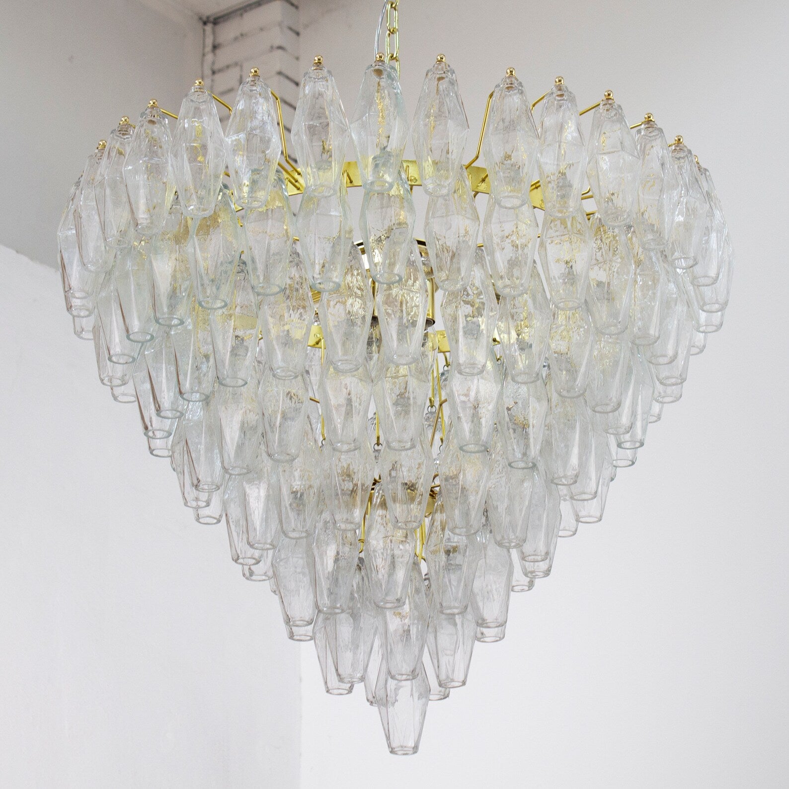 Murano Clear Poliedri Chandelier Ø75 - 143 Glasses