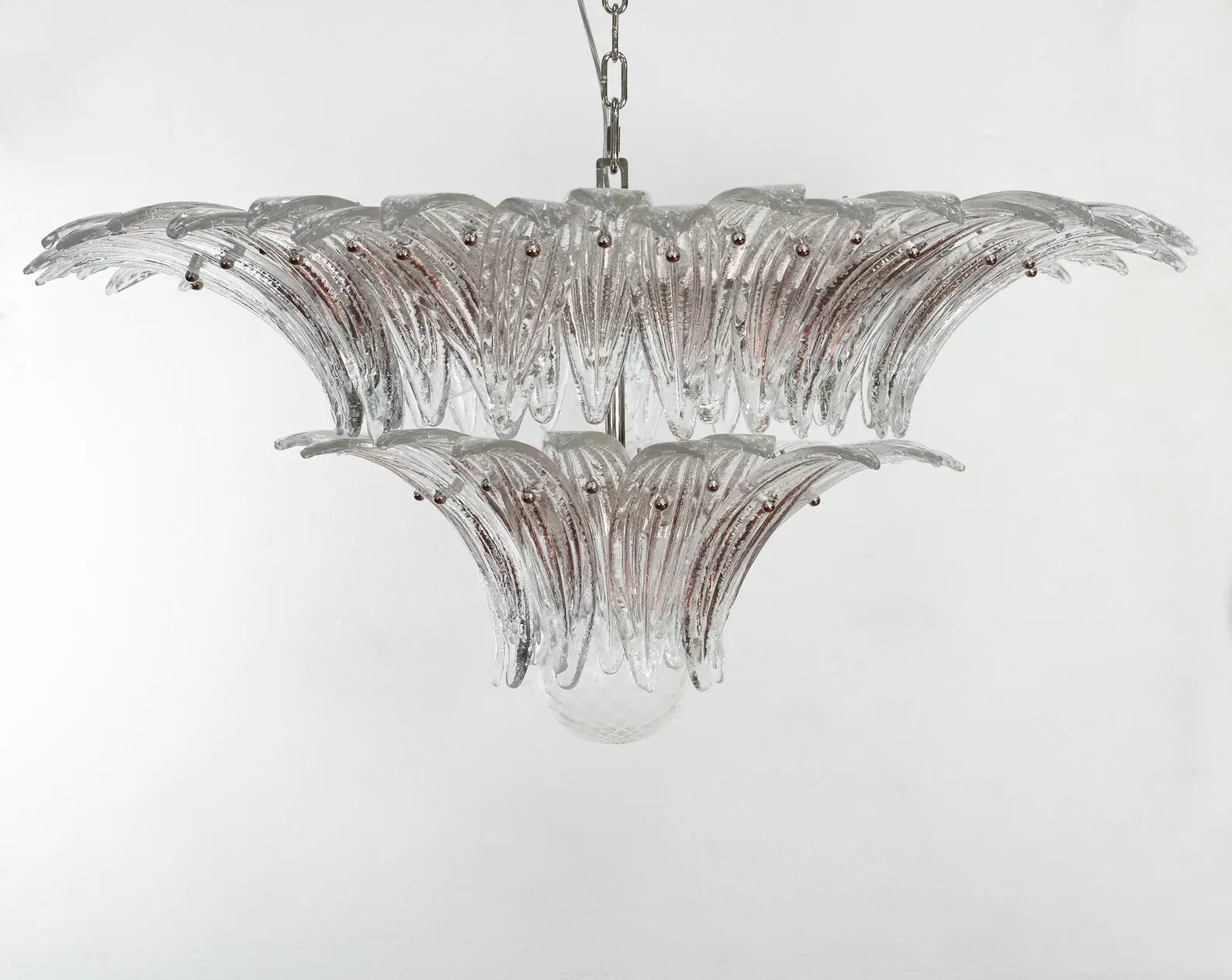 Murano Palmette Chandelier Ø85 – Clear Glass (2 Tiers)