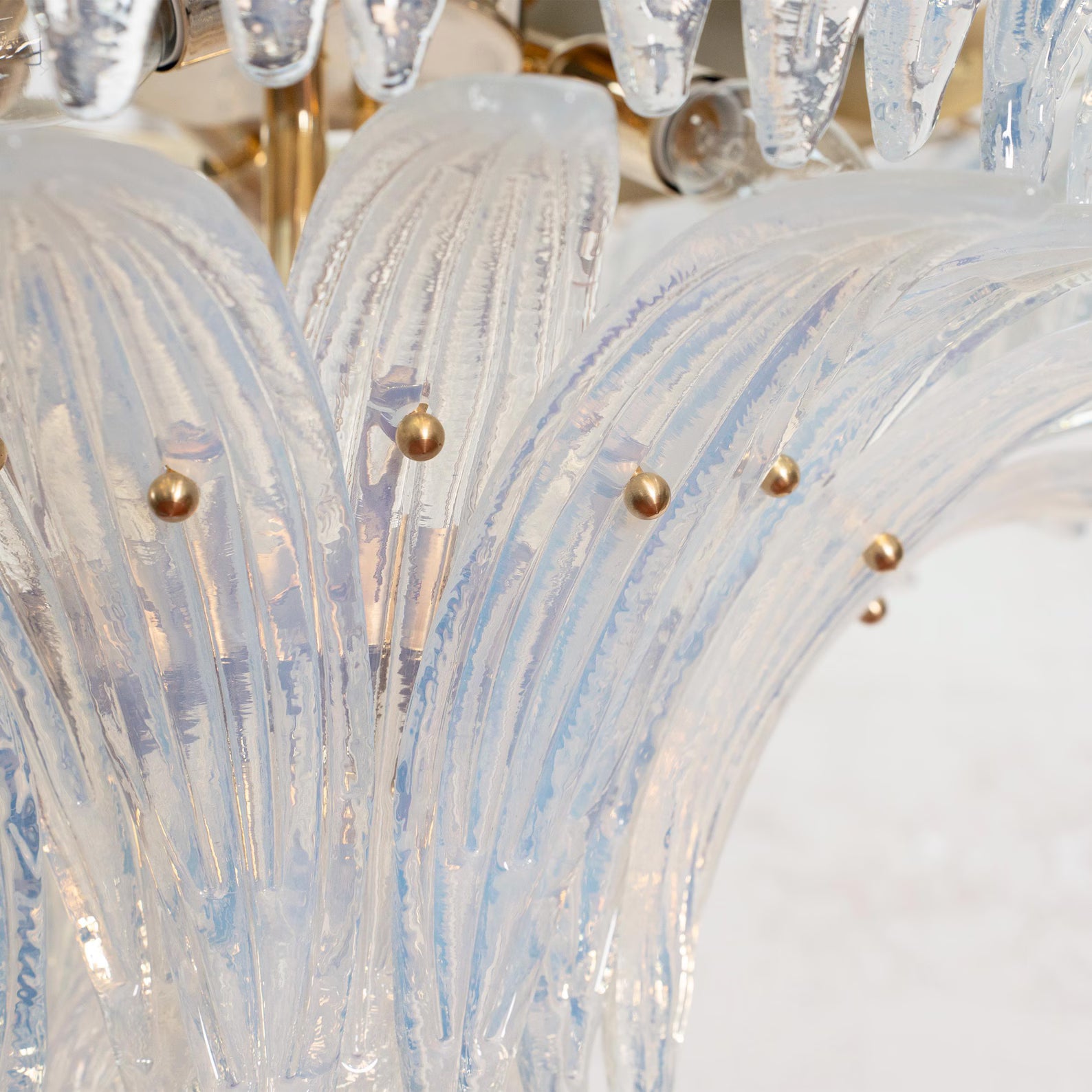 Murano Palmette Chandelier – 2-Tier Opal Iridescent Glass