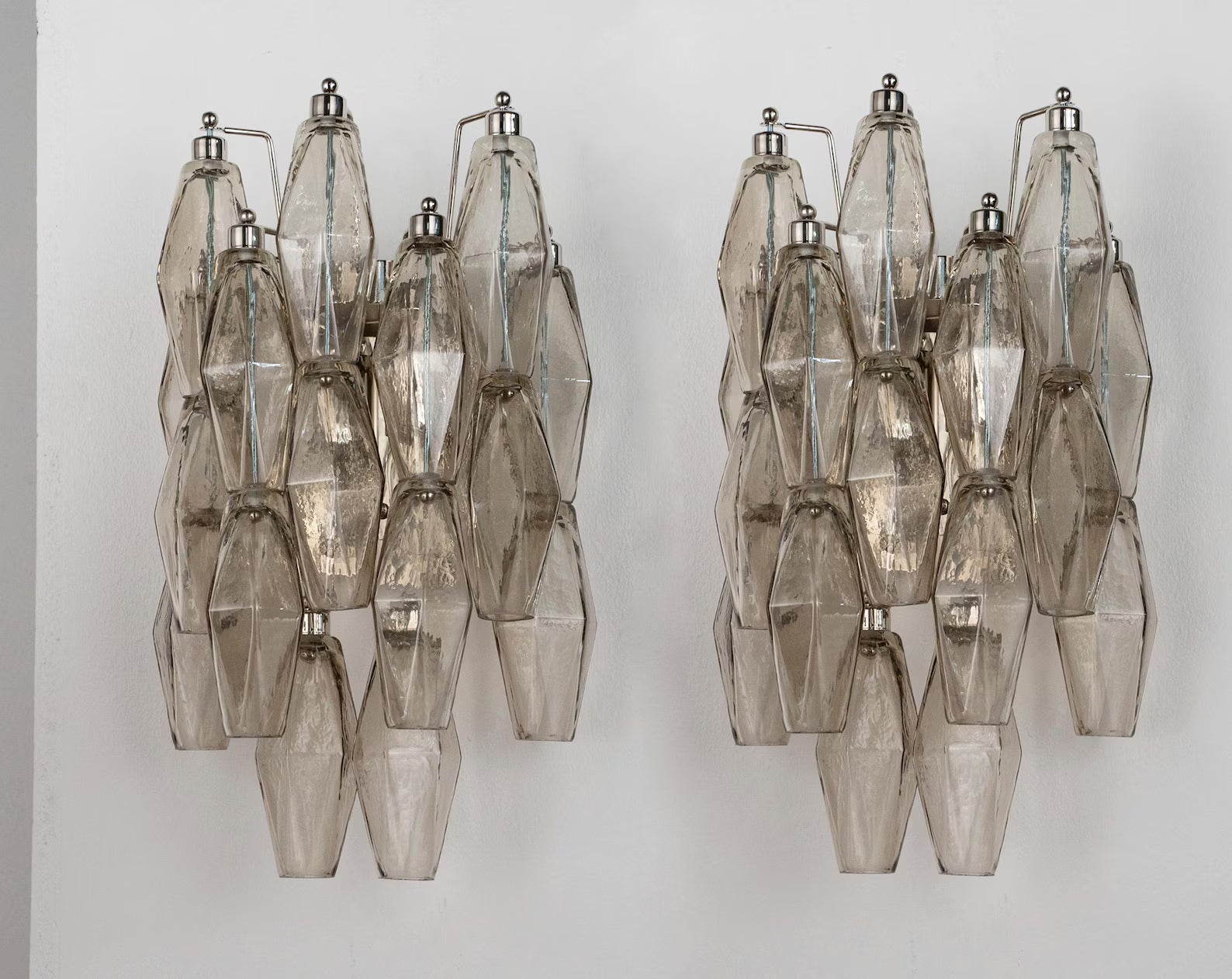 Murano Poliedri Wall Sconce – Fumé (Sett á 2)