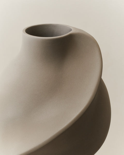Ceramic Pirout Vase 02 42cm Sanded Grey