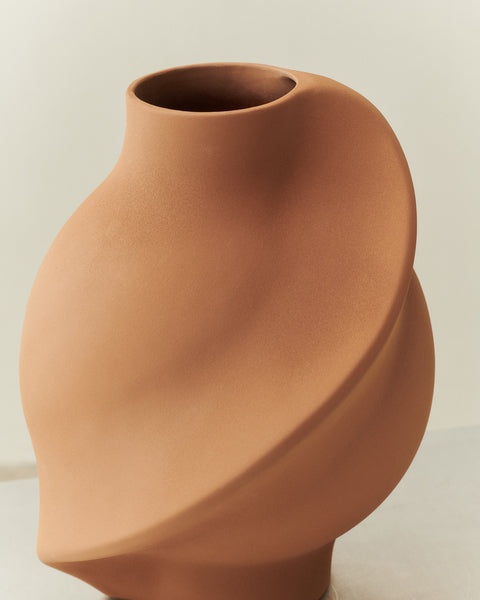 Ceramic Pirout Vase 01 22cm Sanded Ocker