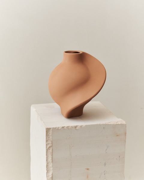 Ceramic Pirout Vase 01 22cm Sanded Ocker